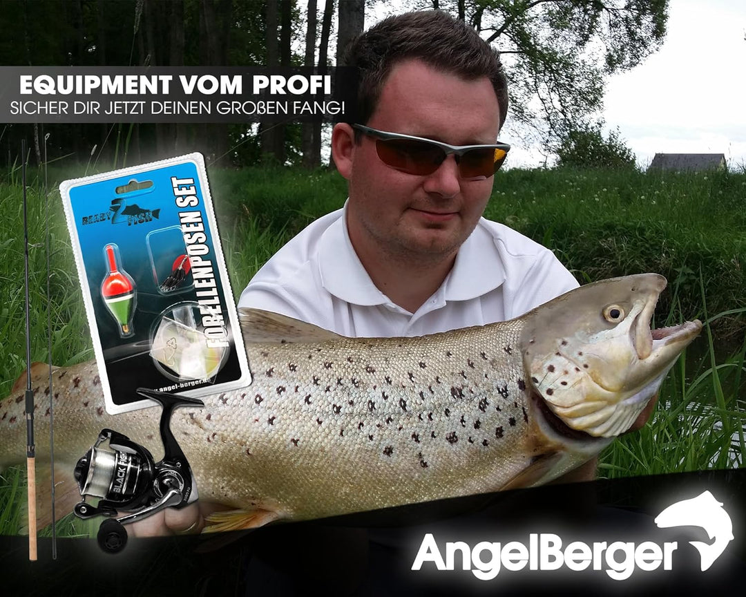 Angel-Berger Steck Angelset Rute Rolle mit Zubehör Angelset Forelle