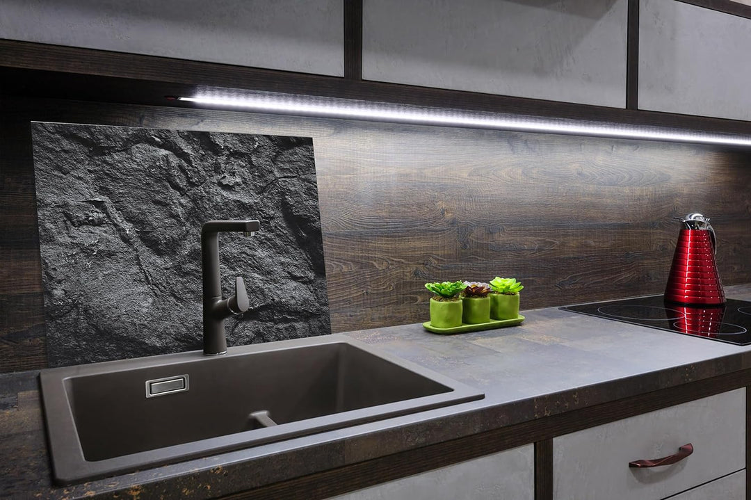 SmartDecoration Herdabdeckplatte Ceranfeldabdeckung aus Glas 60x52 cm Einteilig Motiv "Granitstein"