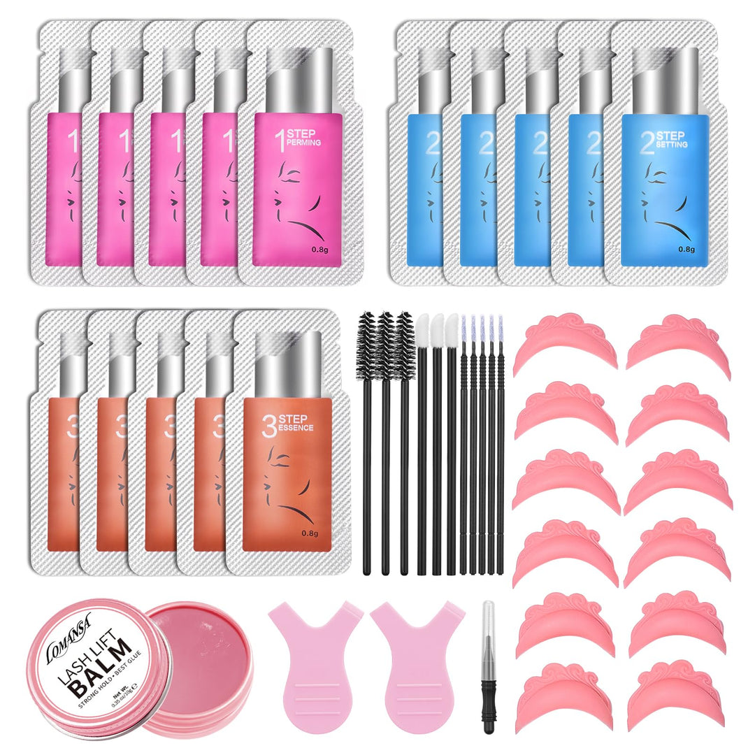 Lomansa Wimpernlifting Set, Lash Lifting Set, Augenbrauen Lifting, Lotion in Sachets, einfache Anwen