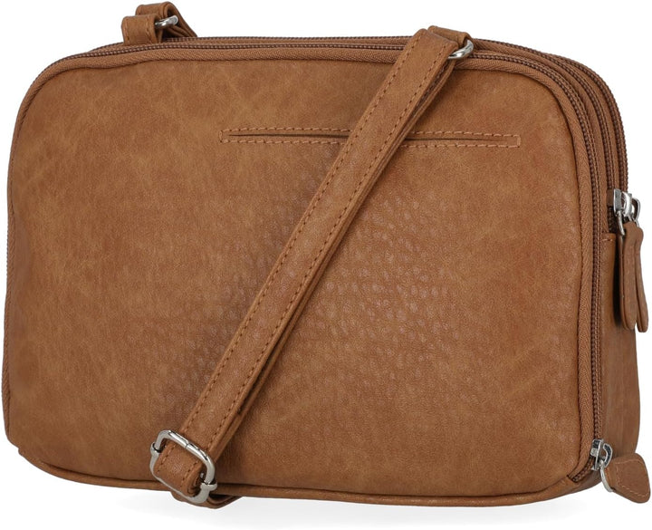 MultiSac Damen Zippy Triple Compartment Crossbody Bag Schultertasche Camel (Austin), Camel (Austin)