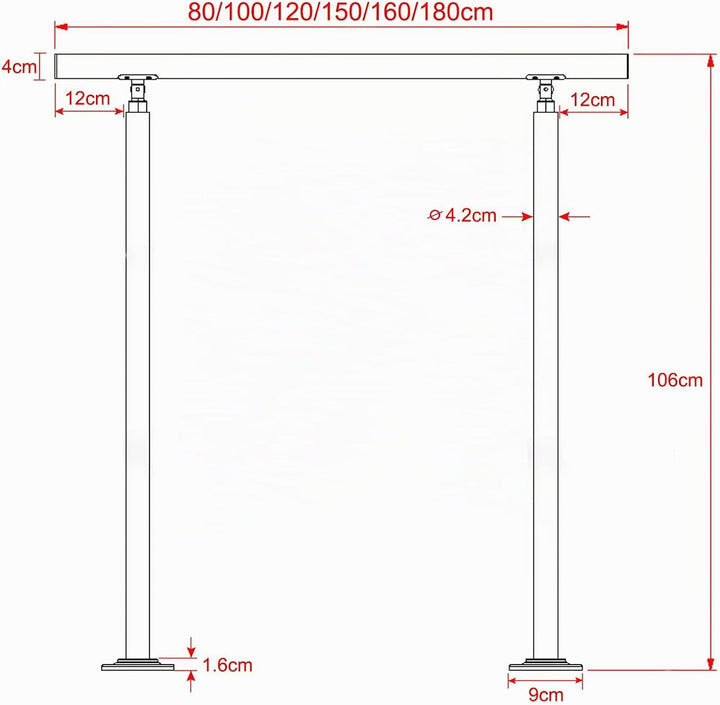 HENGMEI 160cm Treppengeländer Edelstahl-Handlauf Geländer Geländerstäben Terrassengeländer Bausatz T