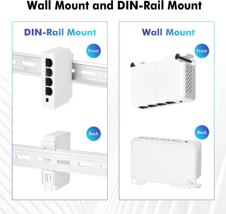 MokerLink 4 Port PoE Extender, IEEE 802.3 af/at PoE Repeater, 100 Mbit/s, 1 PoE Eingang, 3 PoE Ausgä