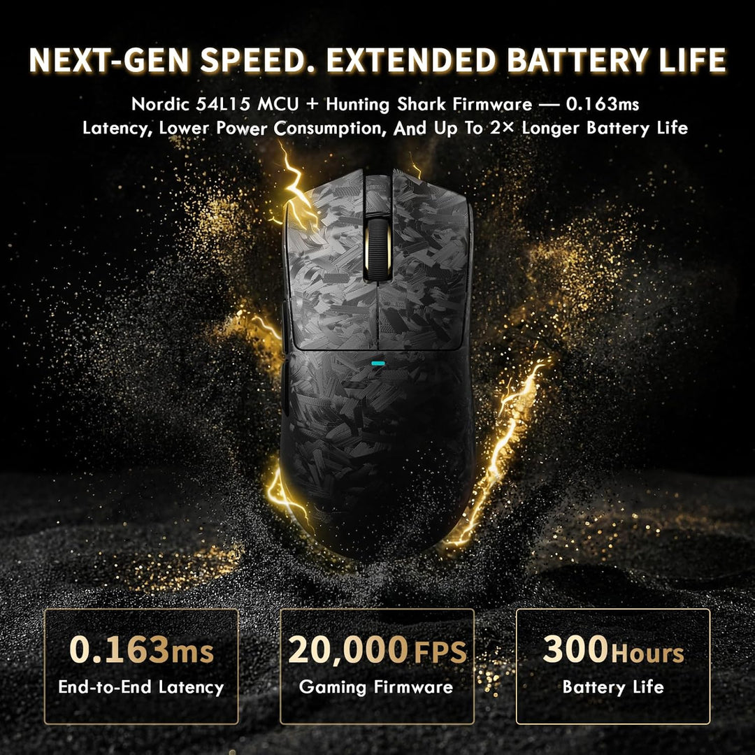 ATTACK SHARK X11 Ultra Kabellose Gaming-Maus mit C06 Ultra LED-Kabel, Carbonfaser-Verbundgehäuse, 54