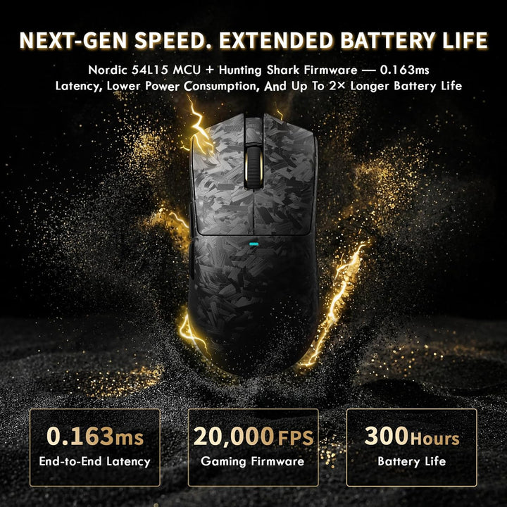 ATTACK SHARK X11 Ultra Kabellose Gaming-Maus mit C06 Ultra LED-Kabel, Carbonfaser-Verbundgehäuse, 54