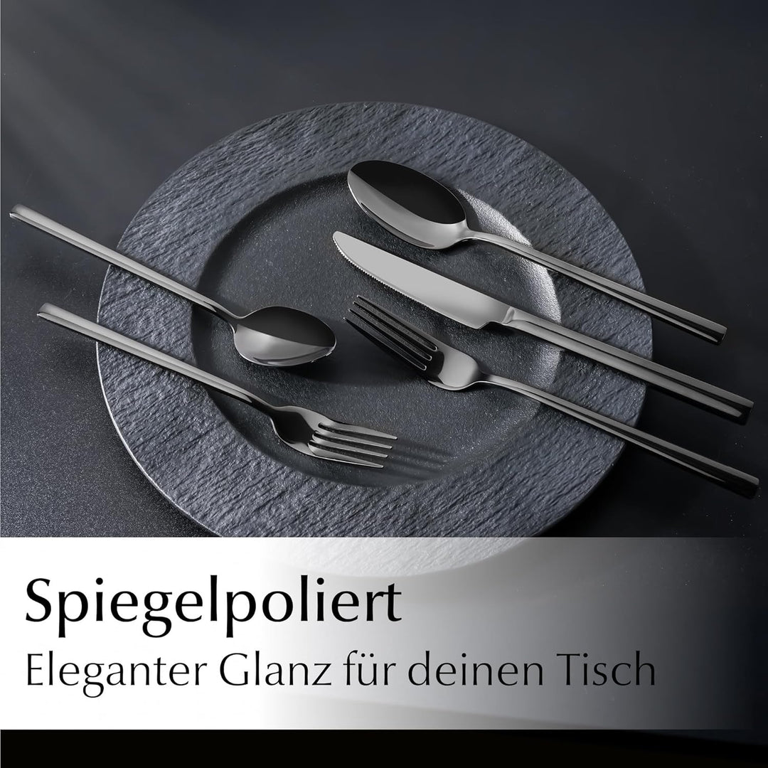 MIAMIO – Besteck Set für 6 Personen / 36-teilig Besteckset mit Messer, Gabel, Löffel, 18/10 Edelstah