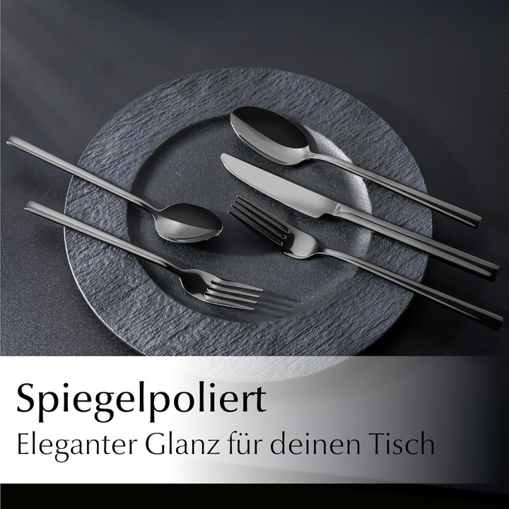 MIAMIO – Besteck Set für 6 Personen / 36-teilig Besteckset mit Messer, Gabel, Löffel, 18/10 Edelstah