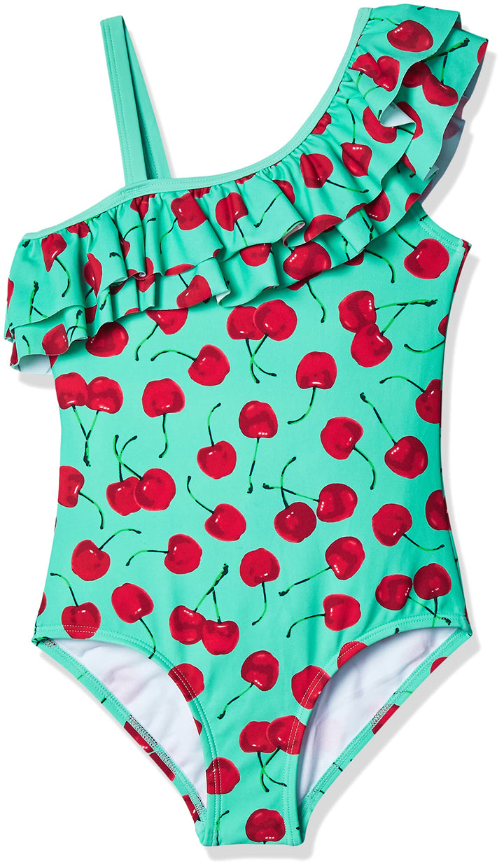 Kanu Surf Mädchen Morgan Floral Ruffle 1-Shoulder One Piece Swimsuit Badeanzug 4 Jahre Addie Sea Gre