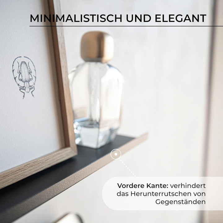 MILUKA Wandregal Schwarz aus Metall | 2er Set Schweberegale Schwarz 35 cm | Badezimmer Regal Wand |