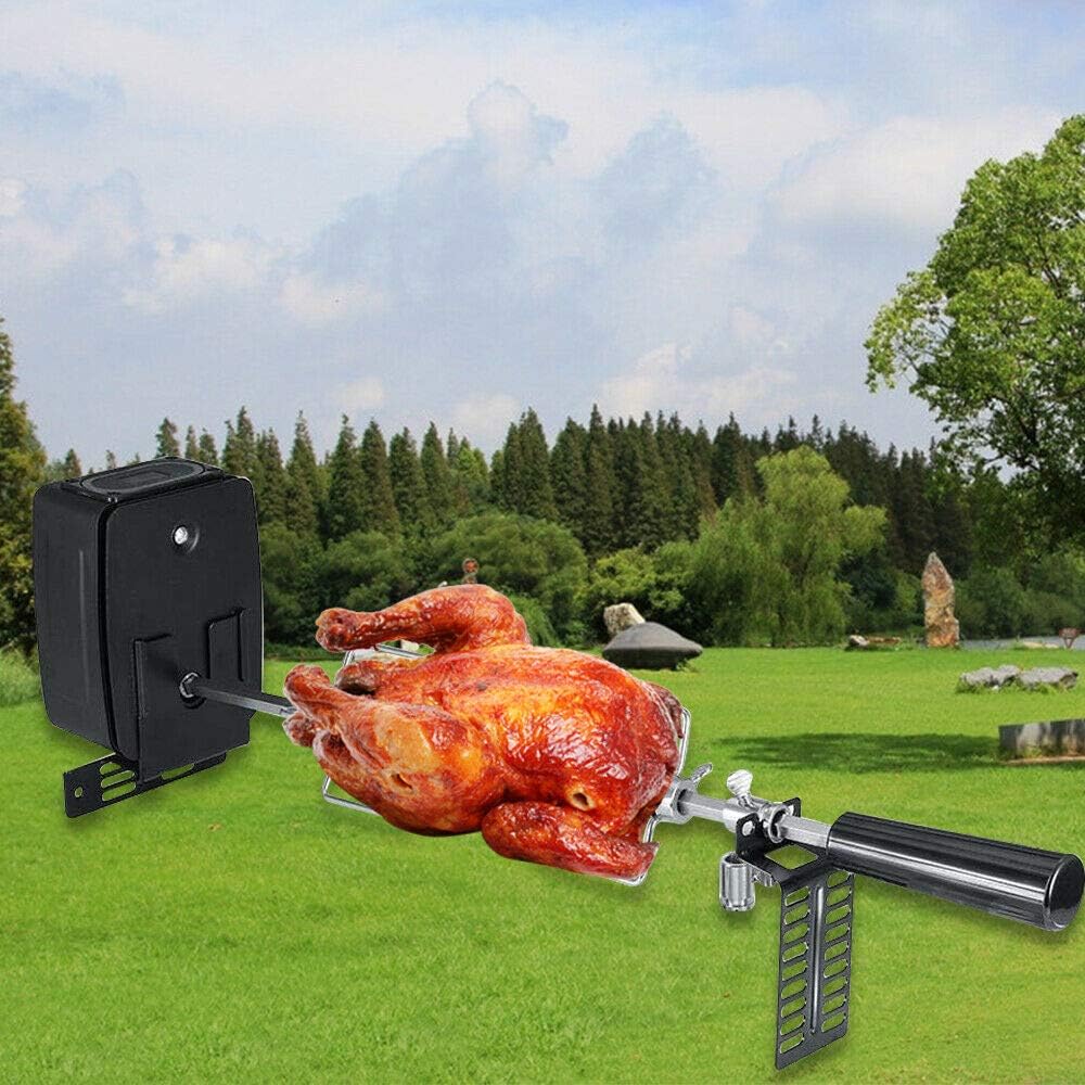 BBQ Grillspiess Set Edelstahl Rotisserie Drehspie Spiess mit Motor, Motorhalterung Drehspiess Grill