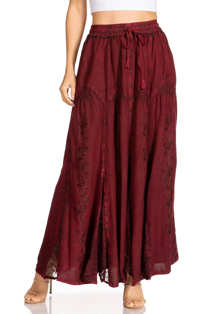 Sakkas Olivia Damen Maxi böhmischen Zigeuner Langen Rock mit elastischer Taille und Spitze Einheitsg