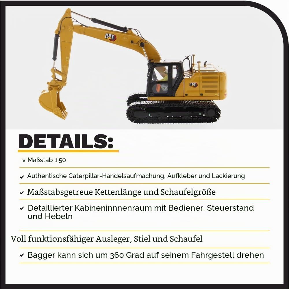 Diecast Masters 85571 - Caterpillar Bagger 323, Massstab 1:50, ca. 18,3 x 6,3 x 8 cm, ab 14 Jahren