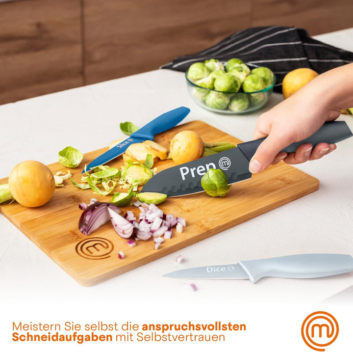 MasterChef Küchenmesser Set, Messerset ink. Kochmesser, Gemüsemesser & Schälmesser, Scharfe Messer E