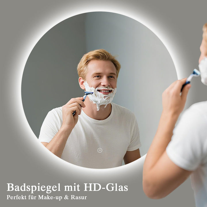 Badspiegel mit Beleuchtung - LED-Badezimmer-Spiegel-Round 70cm,Touch-Schalter,Dimmbar,3 Lichtfarben,