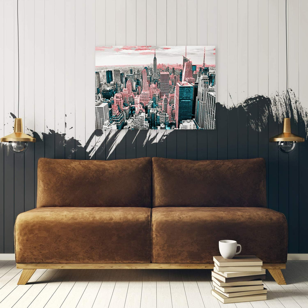 Leinwandbild XXL Manhattan Wandbild Kunst abstract Rosa 120x80 cm Leinwandbild 120x80 cm Rosa_a, Lei