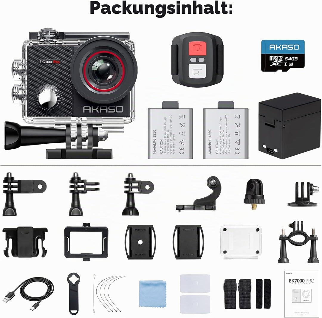 AKASO EK7000 Pro Action Cam 4K30FPS 20MP mit 64GB microSDXC Speicherkarte EK7000 Pro mit 64GB Speich