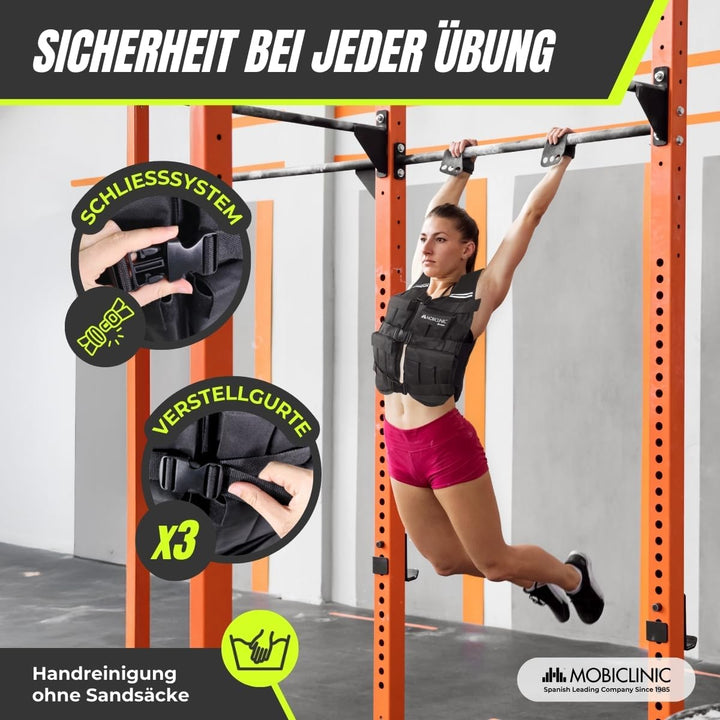 Mobiclinic®, Gewichtsweste, 10/20kg, Weighted vest, Verstellbar, Langlebig, 600D-Oxford-Gewebe, Inkl