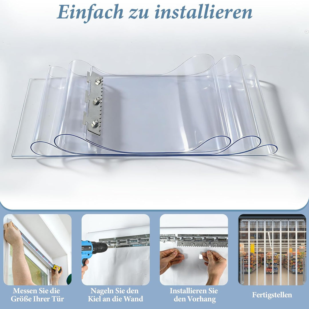 bimiti PVC Lamellenvorhang Streifenvorhang 120x200cm Transparent Streifenvorhang, Lamellen Stallvorh