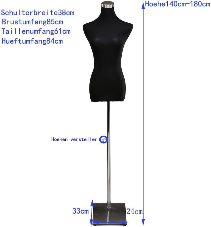 Schneiderpuppe Damenbüste Büste Torso Gr.32-36 | LW6036Schwarz, Schwarz