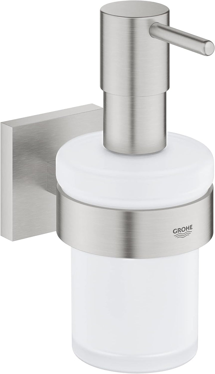 GROHE Start Cube - Seifenspender mit Halter (Füllmenge 160ml, verdeckte Befestigung, Material: Glas/