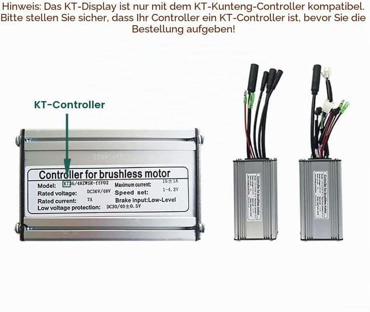 E-Bike Pedelec Display KT-LCD 3 mit Bedienfeld, wasserdichter Anschluss