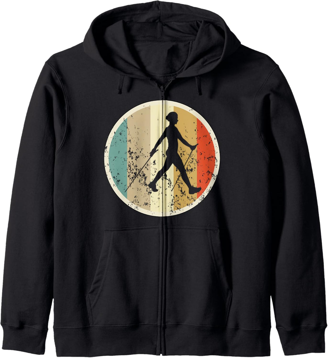 Nordic Walking Wanderer Gehen Trekking Retro Vintage Grunge Kapuzenjacke