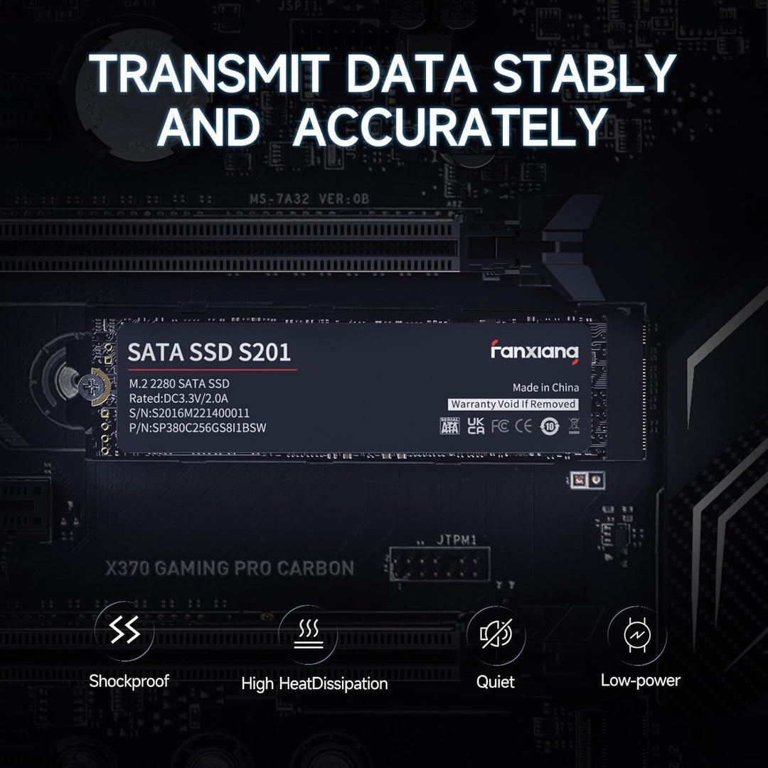 fanxiang M.2 SATA SSD 512GB 2280 Interne Festplatte mit SLC Cache, Hochgeschwindigkeits SSD M2, Lese