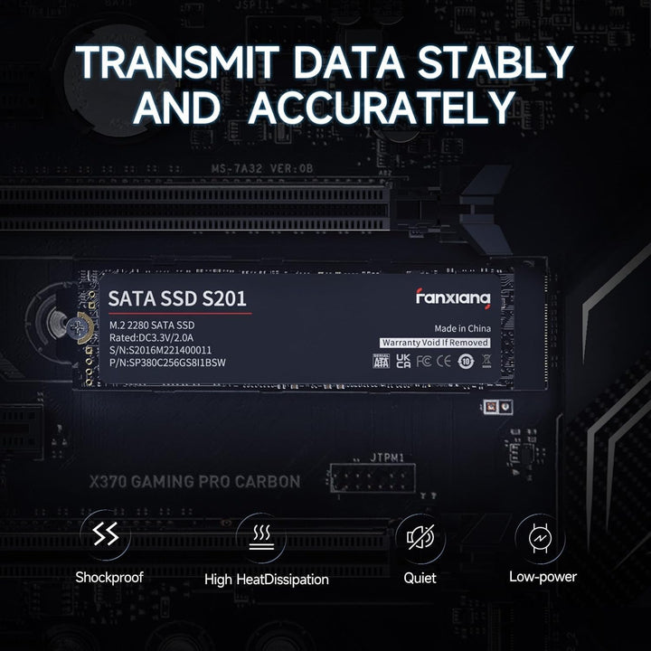 fanxiang M.2 SATA SSD 512GB 2280 Interne Festplatte mit SLC Cache, Hochgeschwindigkeits SSD M2, Lese