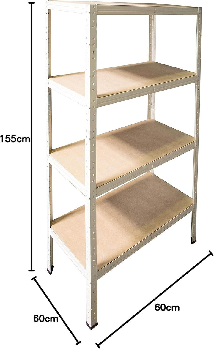 shelfplaza® 155x60x60cm Home Schwerlastregal weiss/Metallregal mit 4 Böden/Kellerregal Metall, Garag