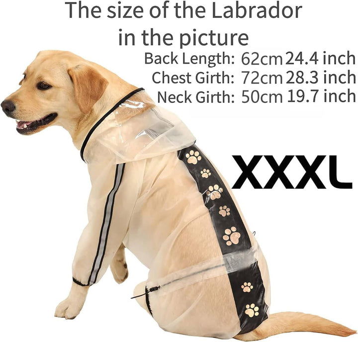 Olsa Hunde Regenjacken mit Kapuze, 4 Beine, Winterjacke für Hunde mit Reflektierenden Streifen, Tran