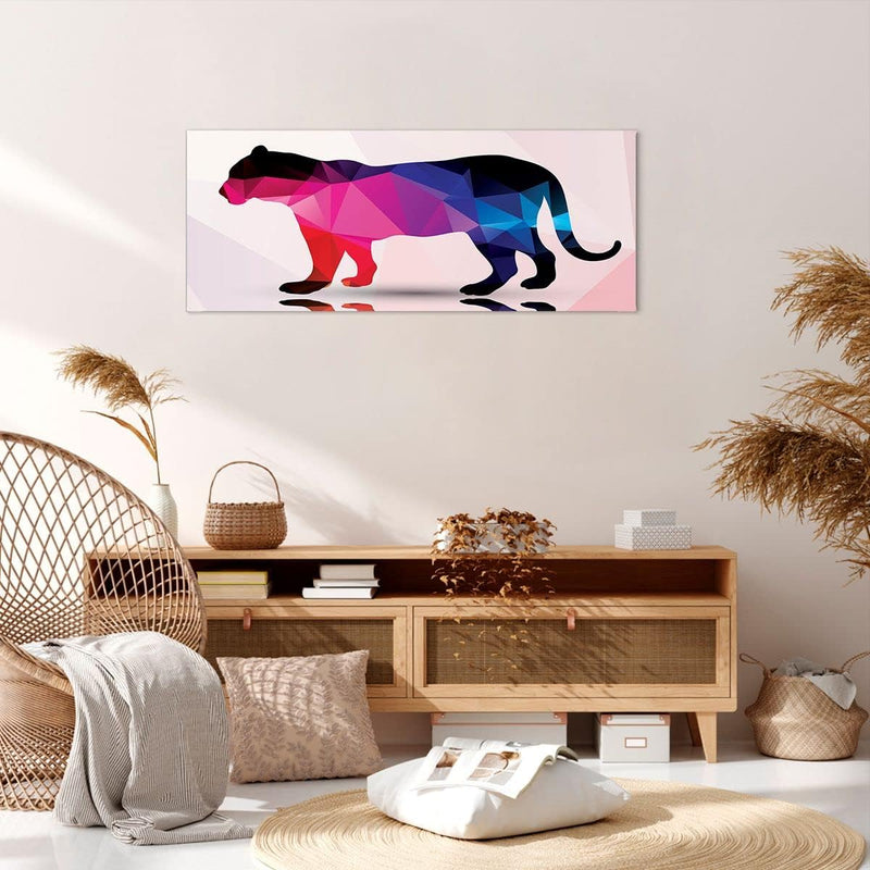 Wandbilder Dekoration Wohnzimmer Tiger Illustration modern Grafik Panorama Bilder auf Leinwand 120x5