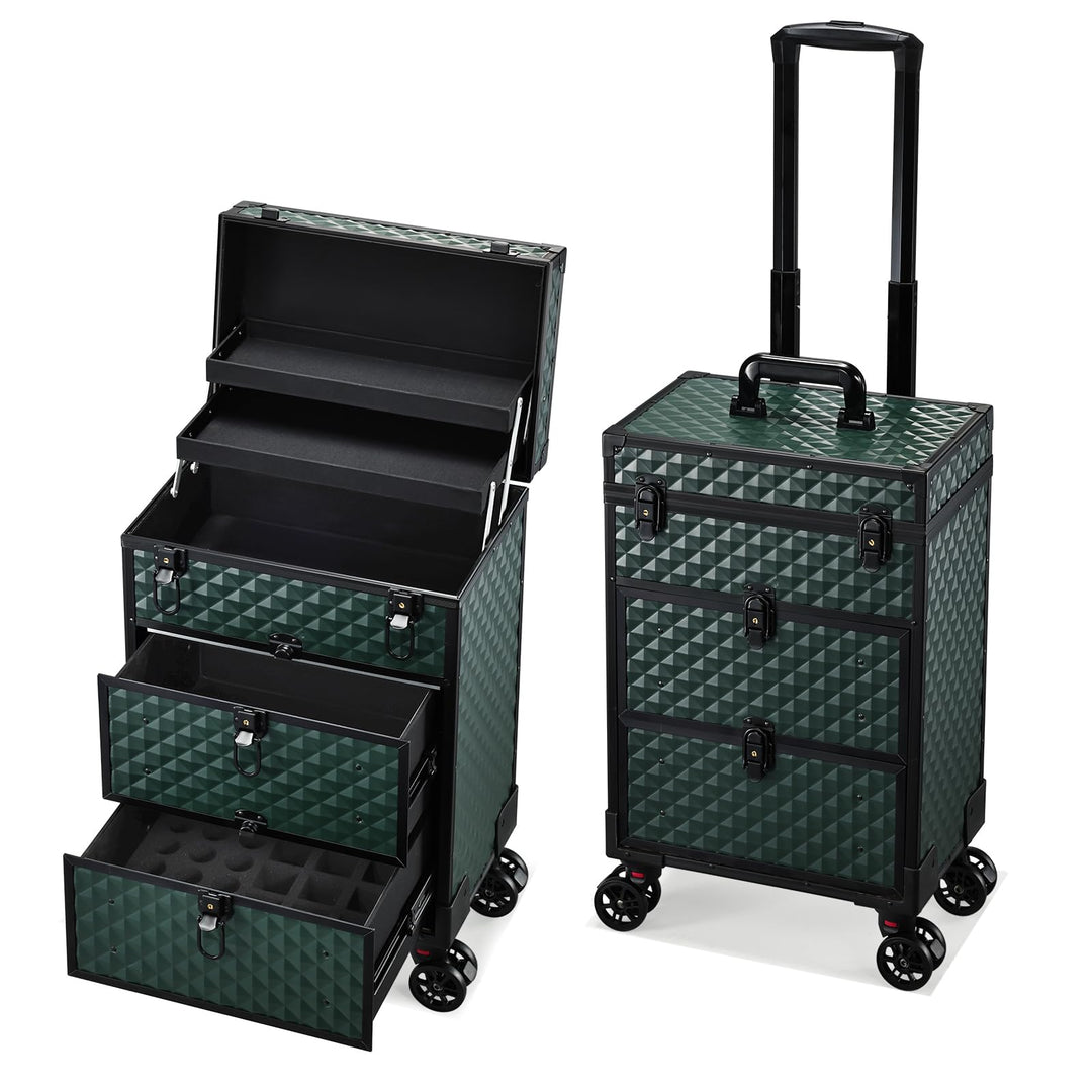 Kosmetikkoffer Kosmetik Trolley mit 2 Schubladen Friseurkoffer Gross Nageldesign Koffer Werkzugkoffe