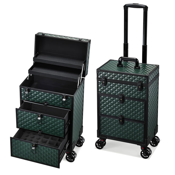 Kosmetikkoffer Kosmetik Trolley mit 2 Schubladen Friseurkoffer Gross Nageldesign Koffer Werkzugkoffe