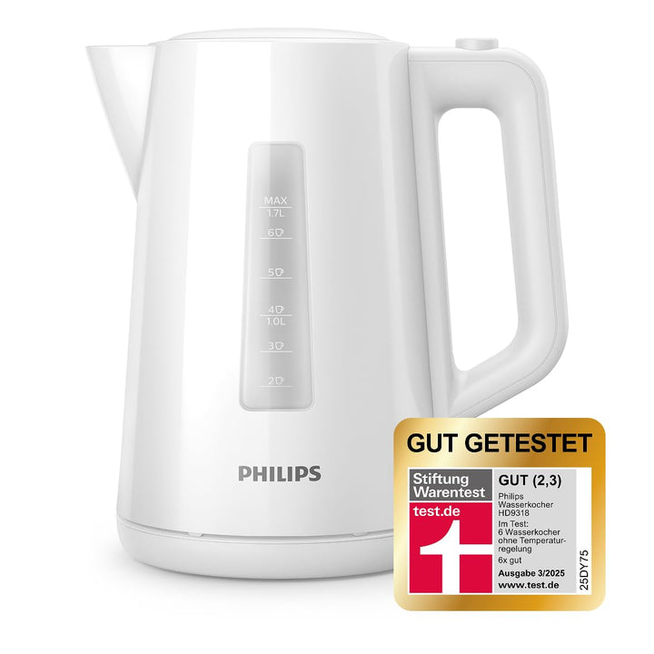 Philips Wasserkocher – 1.7 L Fassungsvermögen mit Kontrollanzeige, Pirouettenbasis, weiss (HD9318/00