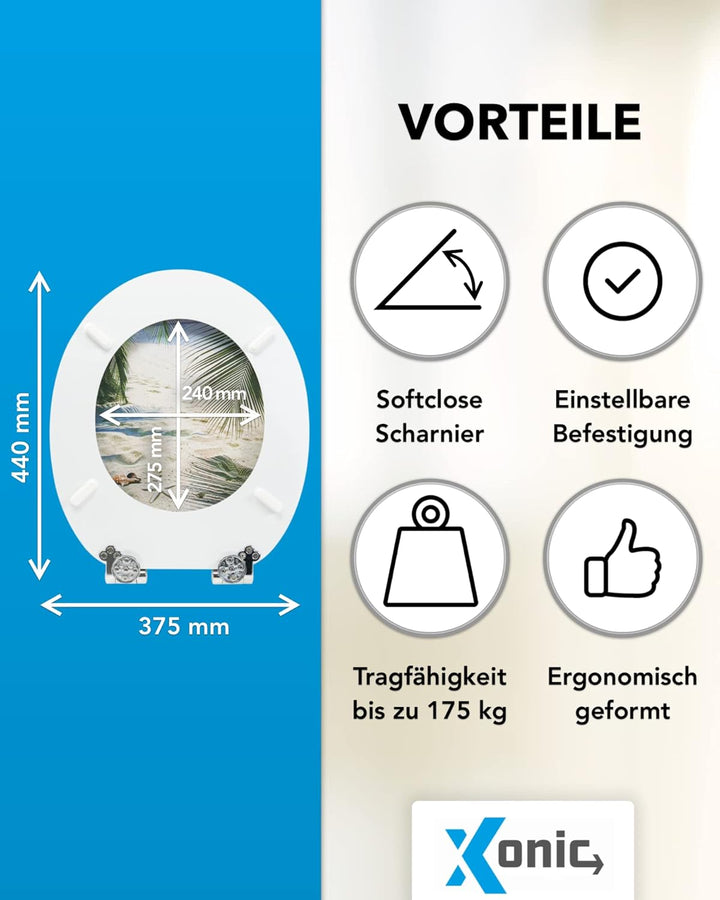 Xonic Design WC-Sitz - Premium Klo-Deckel - Toilettensitz mit Absenkautomatik - hochwertige Klobrill