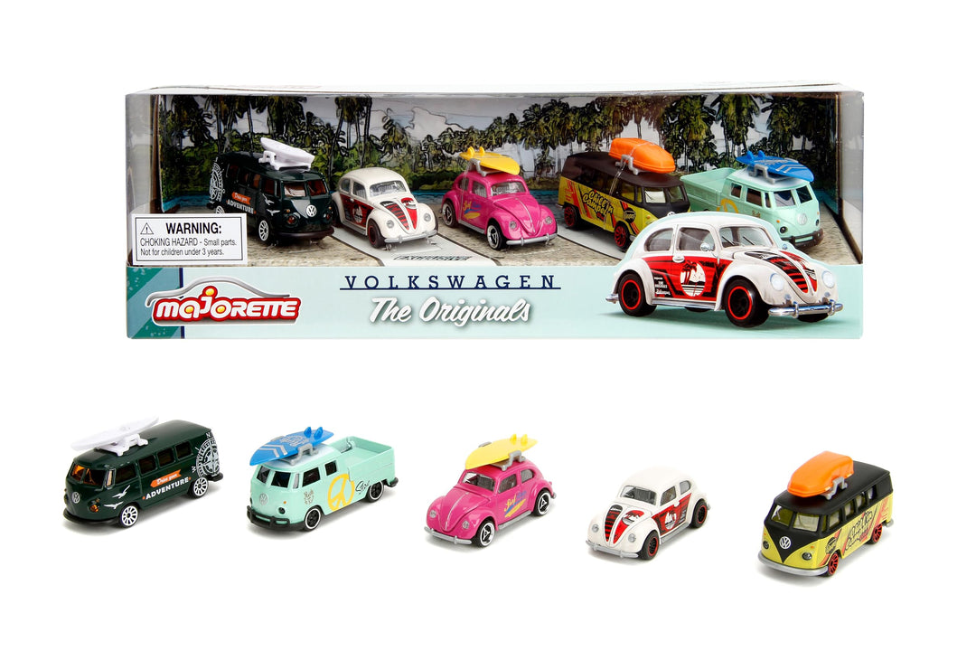 Majorette – Volkswagen The Originals (5er-Set) - 5 VW-Modellautos, als Geschenk-Set für Sammler und