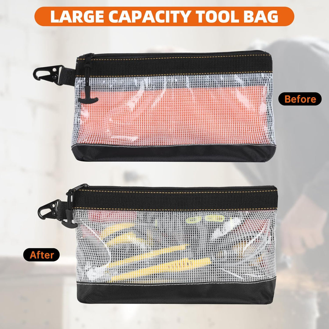FRETONBA 4 Stück Small Tool Zipper Pouch, Tragbare Werkzeugtasche Klein | Transparentes Pvc-Materia