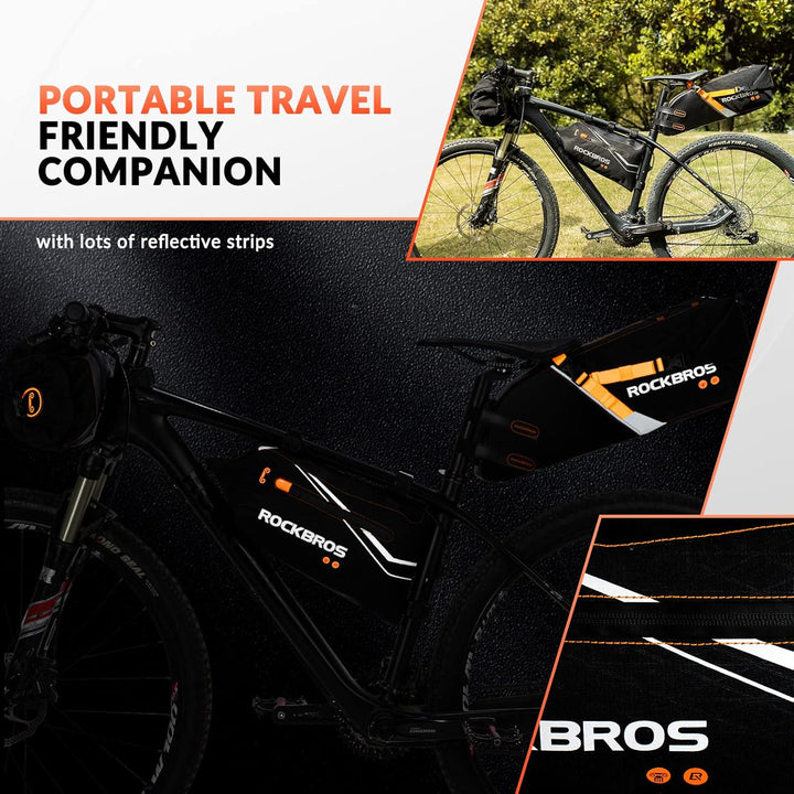 ROCKBROS Fahrradtaschen Set wasserdichte Lenkertasche + Rahmentasche + Satteltasche für Fahrrad, Bik