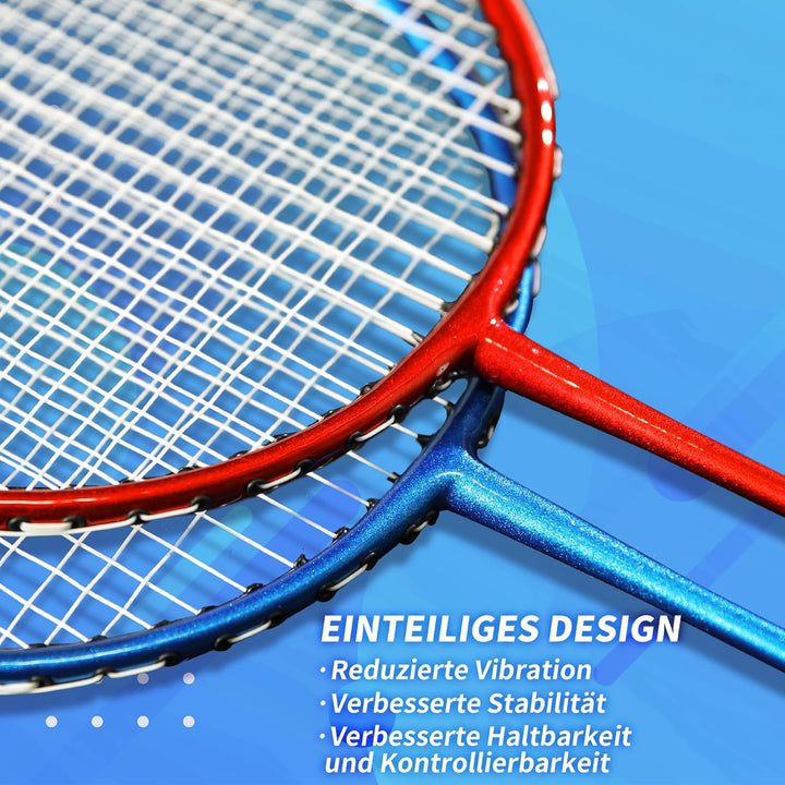 Federball Set, Badminton Set 2 oder 4 Schläger Badmintonschläger 2 oder 4 Federbälle und Tragetasche