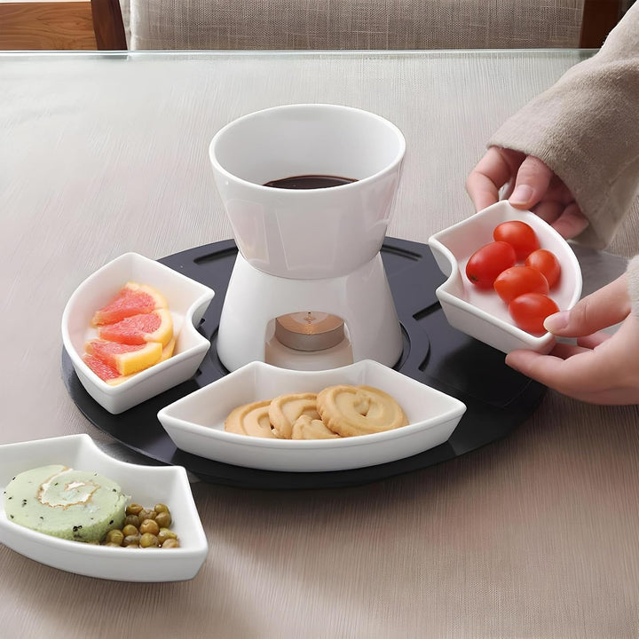 Kinder-Schokofondue-Set Hitzebeständige Keramik, abnehmbar | Butterwärmer-Fondue-Set Abnehmbar, Nach