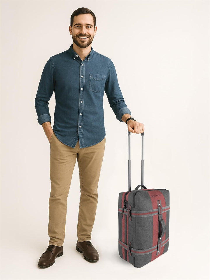 normani Handgepäck Reisetasche Trolley - 45 L (52 x 38 x 20-28 cm) Farbe Dunkelgrau/Rot Dunkelgrau/R