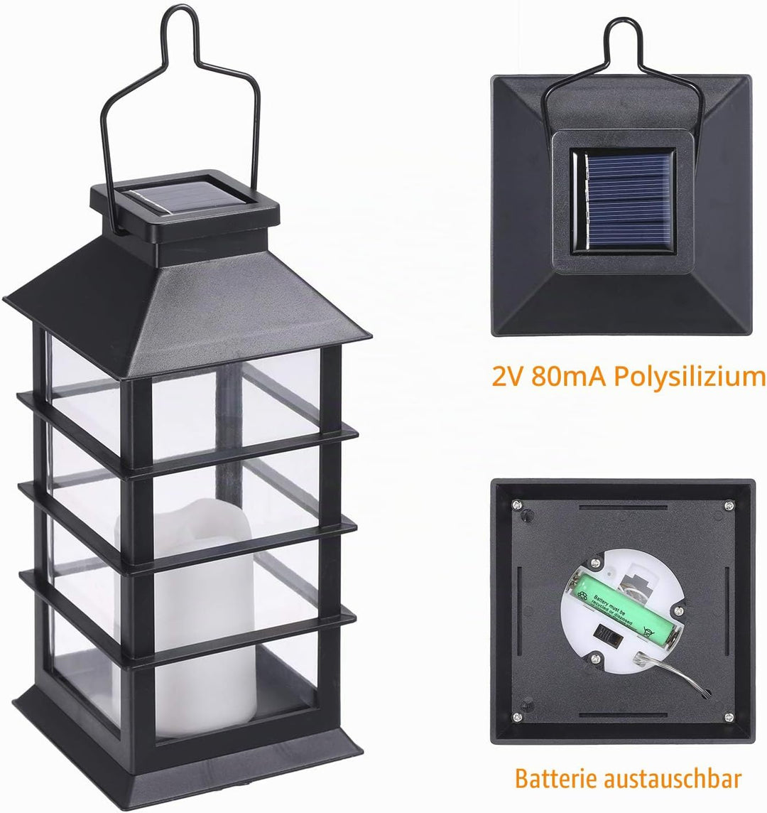 Solar Laterne, Tomshine 2er SolarLaterne mit Kerzen Lichteffekt Solarlampe für Aussen im Freien häng