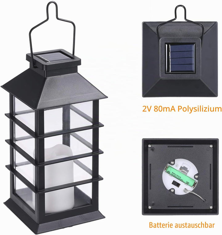 Solar Laterne, Tomshine 2er SolarLaterne mit Kerzen Lichteffekt Solarlampe für Aussen im Freien häng