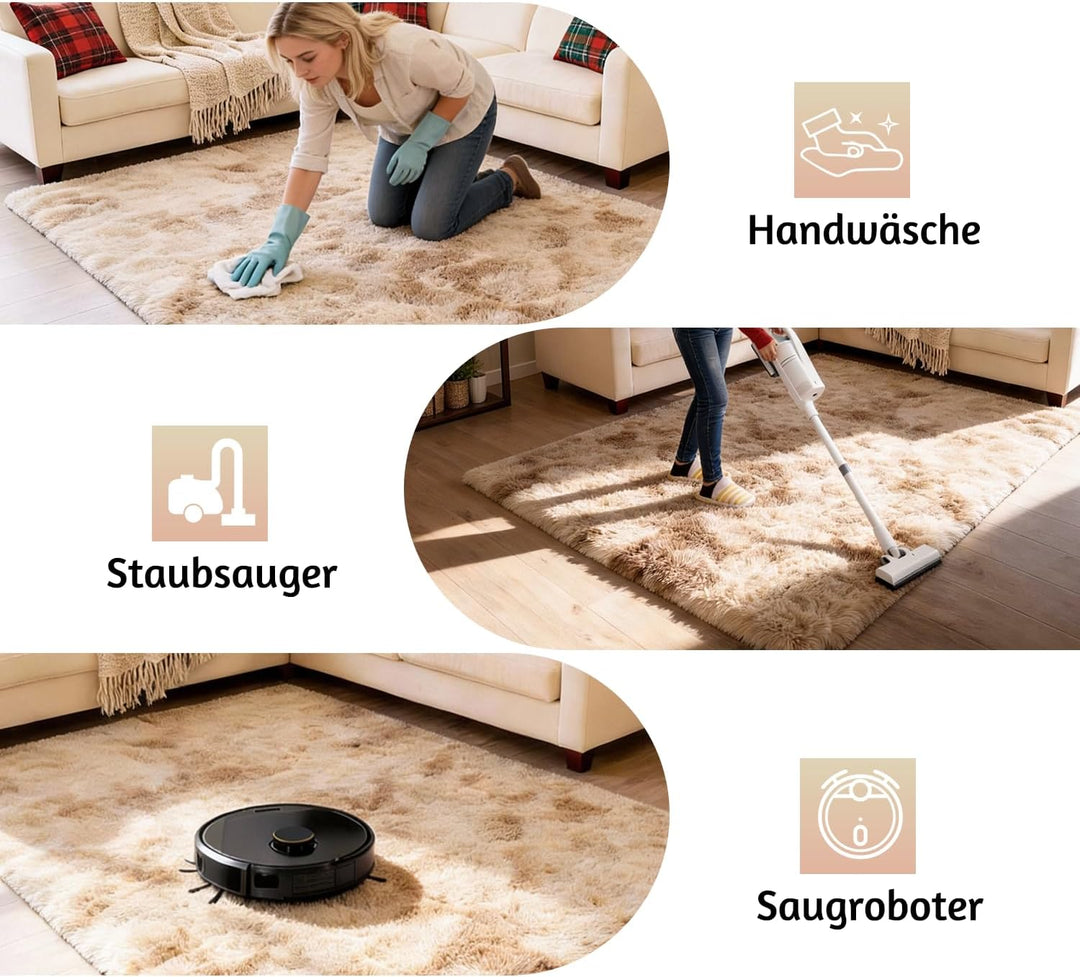 MARATIP Plüsch Teppich,Flauschiger Teppich Rund,grosse Grösse modernes Wohnzimmer,Kinder Mädchen,wei
