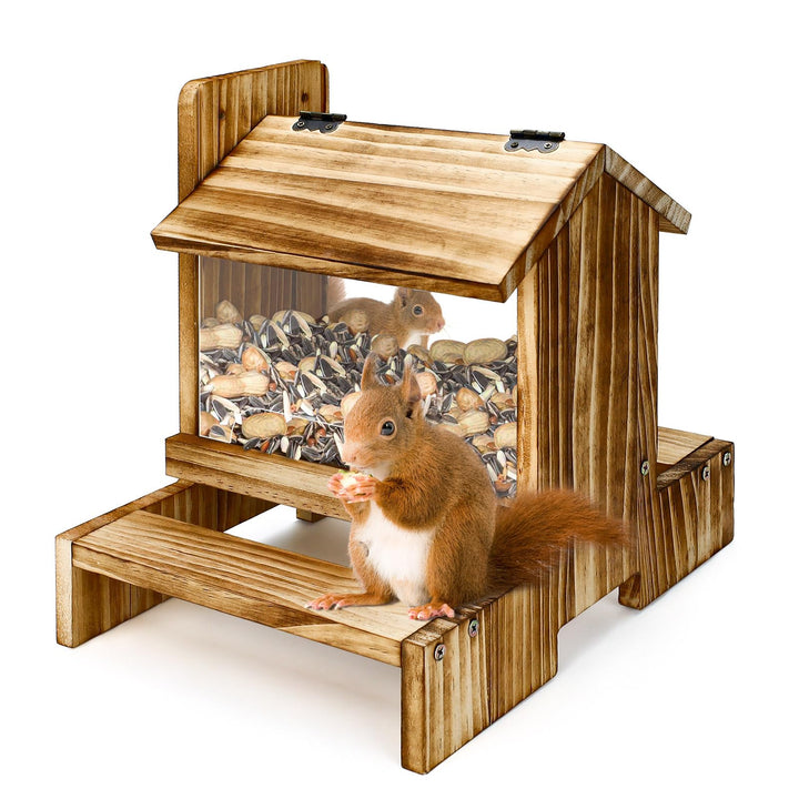 Holz-Eichhörnchen-Futterstelle für draussen - Futterhaus für Eichhörnchen und Streifenhörnchen Chipm