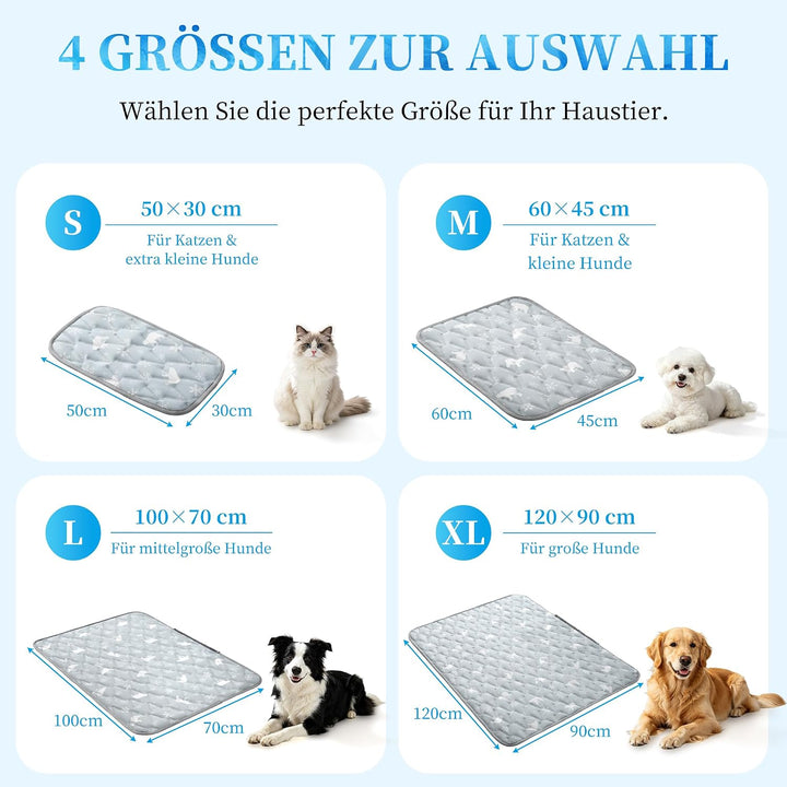 Angelpet Kühlmatte Hund 100x70cm, Q-MAX >0,5, Gel-freie selbstkühlende Kühldecke für mittlere Hunde