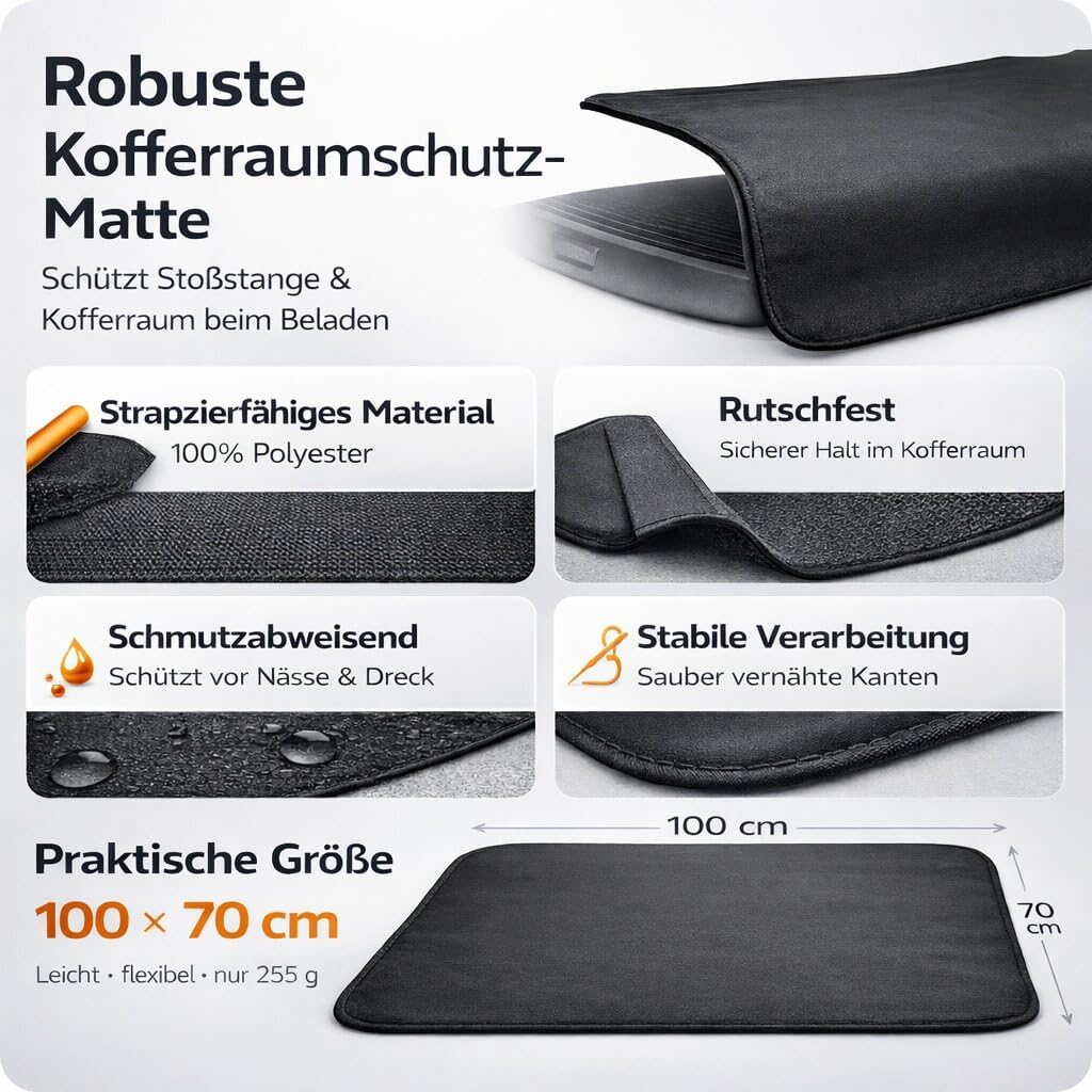 BigDean Ladekantenschutz Kofferraum 100x70 cm – Kofferraumschutz Auto Hund, Stossstangenschutz & Kof