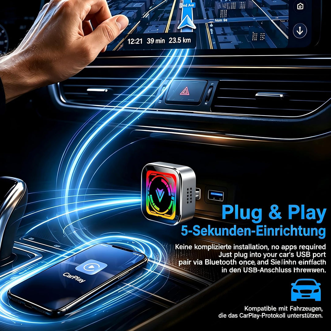 Carplay Wireless Adapter 2-in-1 Dongle for Apple CarPlay &amp; Android Auto wireless adapter,Auto-Reconn