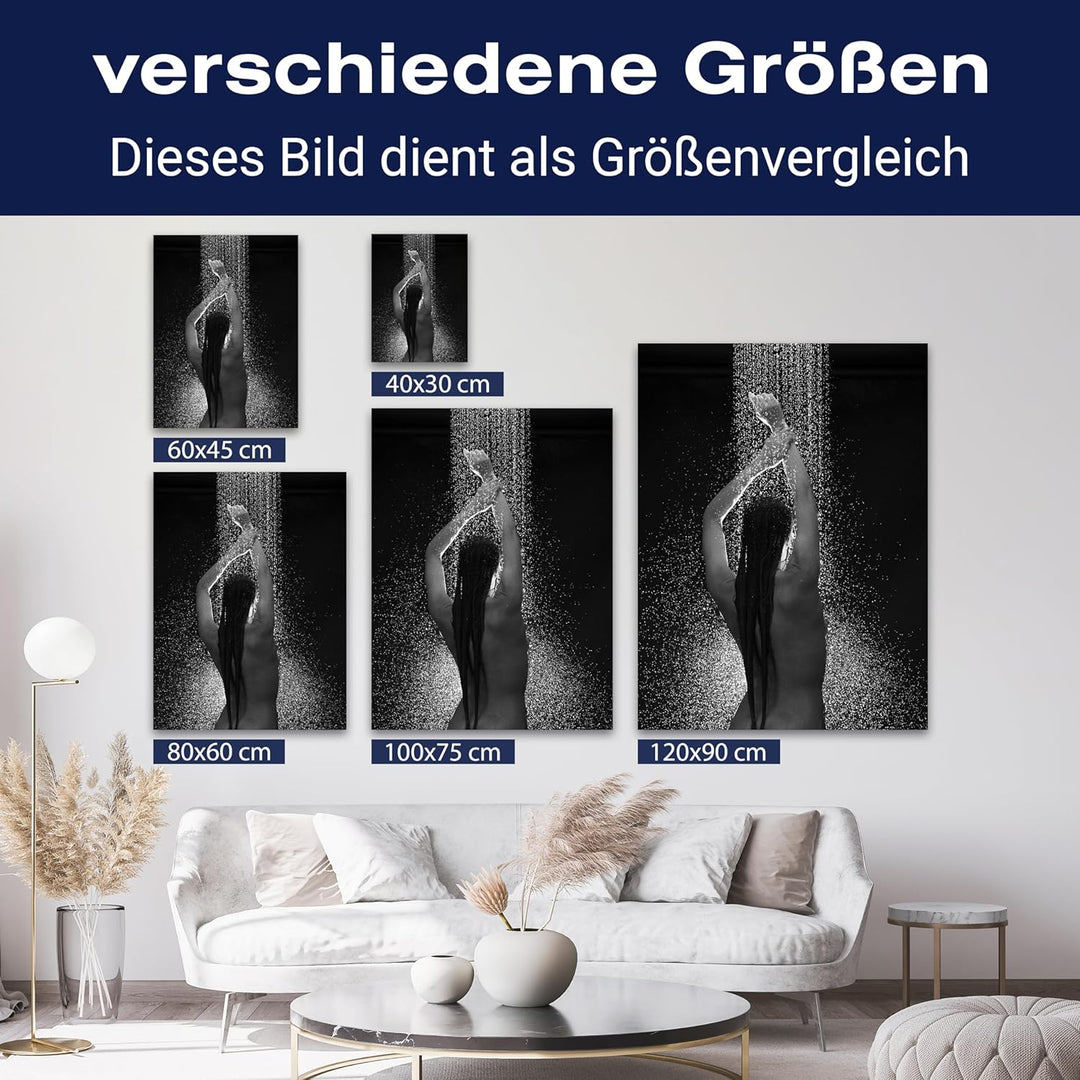 wandmotiv24 Leinwandbild Starke Frauen, Hochformat, Frau unter der Dusche M0138 80L x 60B cm Leinwan