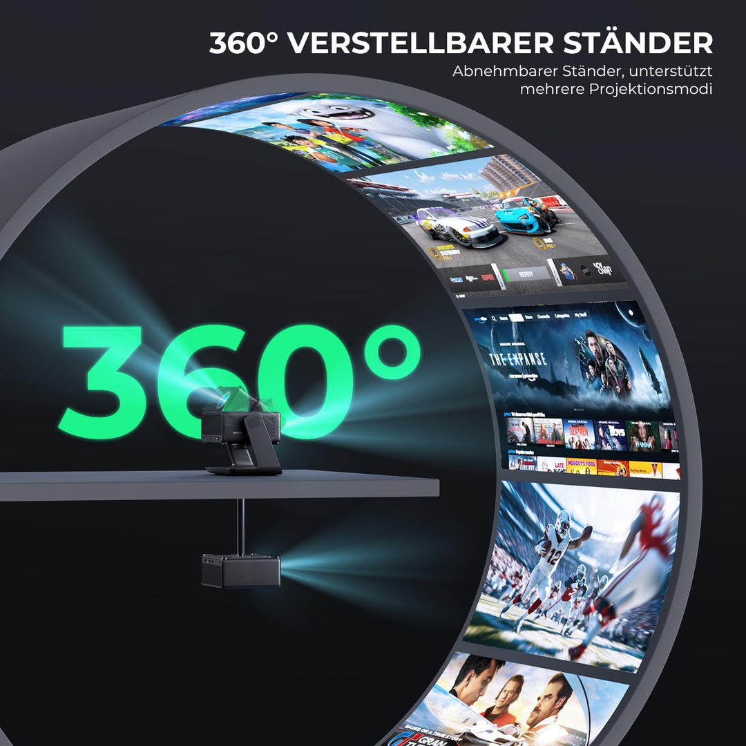 Beamer Kompatibel mit Netflix 28000 Lumen, Smart Beamer 4K unterstützt Native 1080P, WLAN 6 und Blue