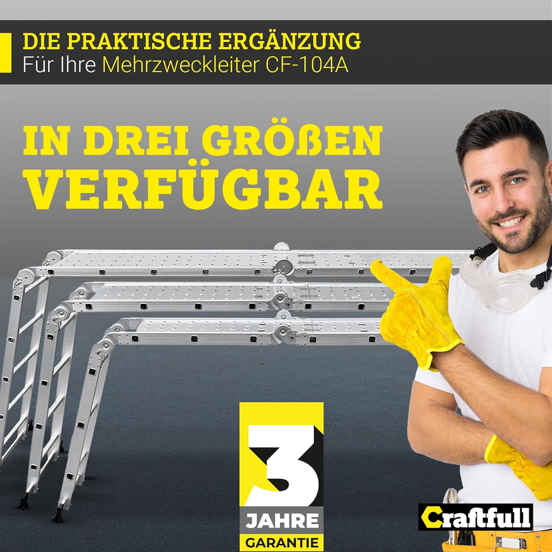 𝐂𝐑𝐀𝐅𝐓𝐅𝐔𝐋𝐋 Arbeitsplattform für Mehrzweckleiter CF-104A | 𝟑 𝐉𝐀𝐇𝐑𝐄 𝐆𝐀𝐑𝐀𝐍𝐓𝐈𝐄 - 145 x 30 x 3 cm - Leiter